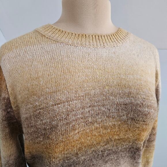 New Molly Bracken Knit Sweater Camel Wool Blend Long Wide Sleeve Ombre Medium - Picture 9 of 16